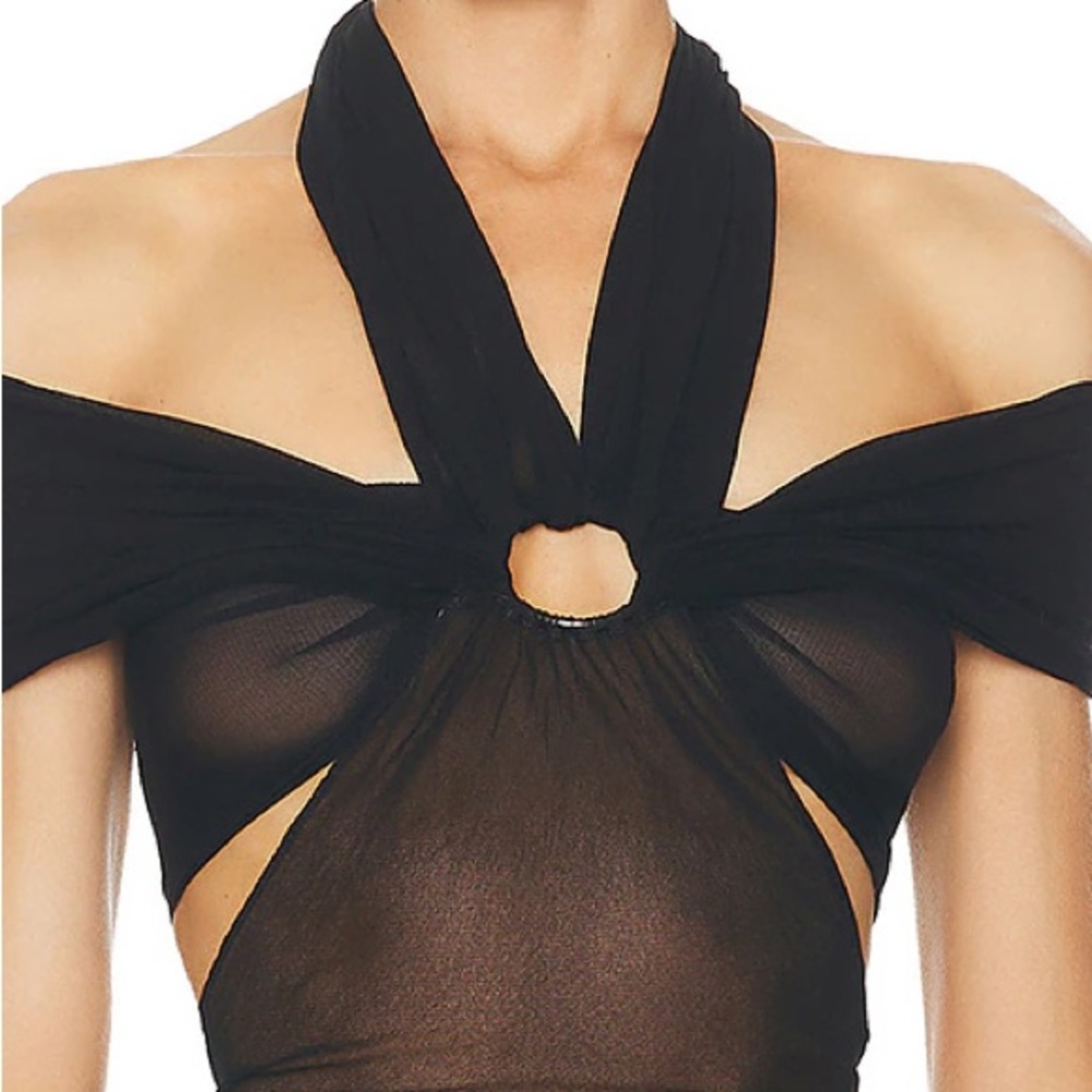 Y2K Jean Paul Gaultier Soleil S/S 1999 Sz M Cutout Sheer Mesh Bodycon Black Top - Picture 5 of 13
